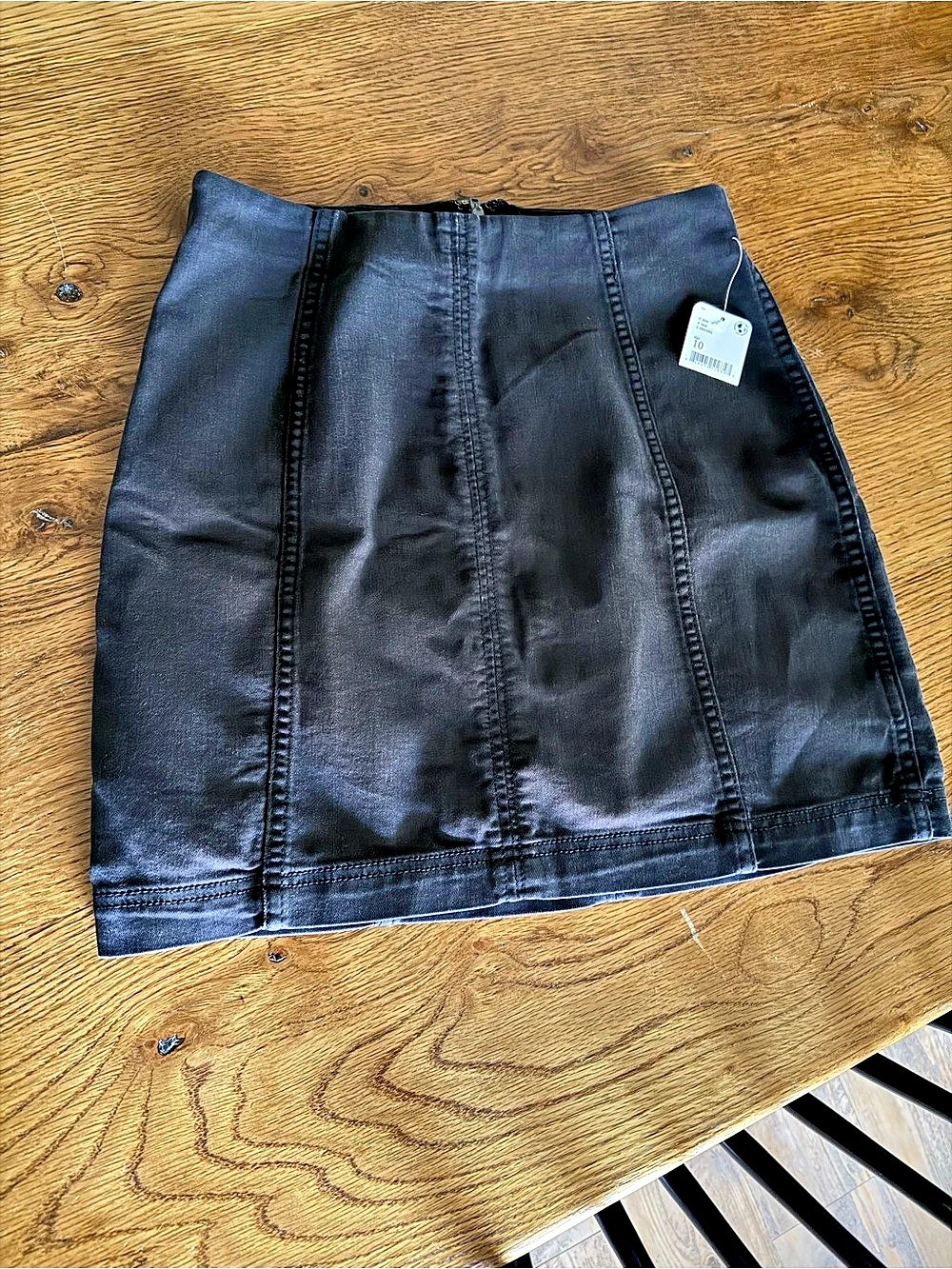 Free People Zip to It Denim Mini Skirt Black Size 10